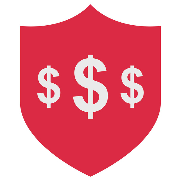 ドルの保護シールドアイコン。ウェブデザインのための保険ベクトルのアイコンの簡単なイラスト - ベクター画像