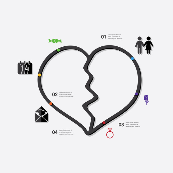 Infografía del Día de San Valentín
 - Vector, imagen