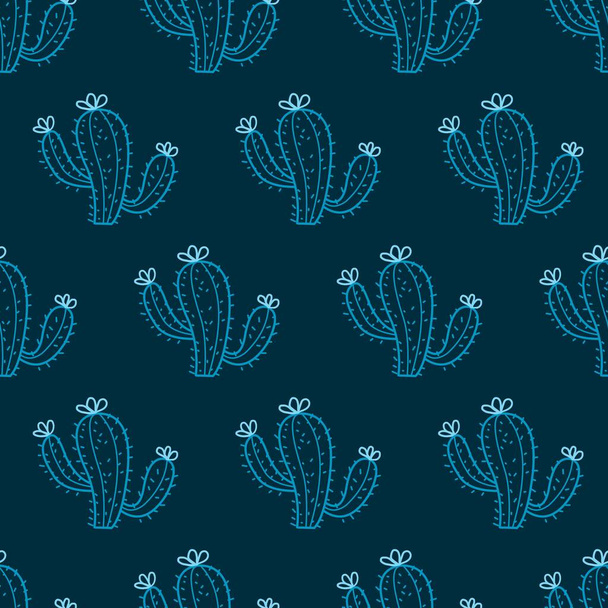 Desert Green Cactus Outdoor Vector Seamless Pattern can be use for background and apparel design - Вектор,изображение