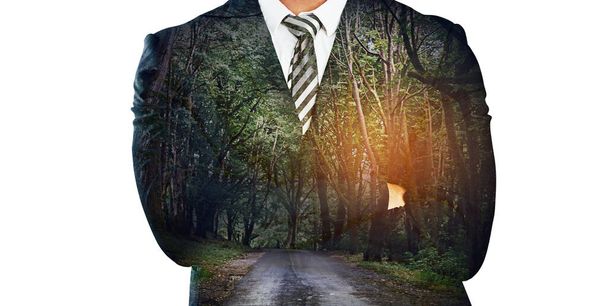 Where will your business journey take you. an unrecognizable businessman superimposed over a forest against a white background - Fotó, kép