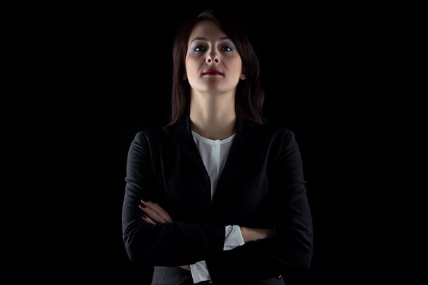 Fénykép fényképezőgép barna üzleti nő nézett - Fotó, kép