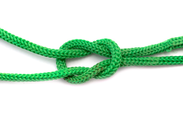 Green rope closeup on white background - Foto, Imagem