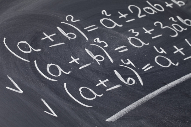 Mathematical equations on blackboard - Фото, изображение