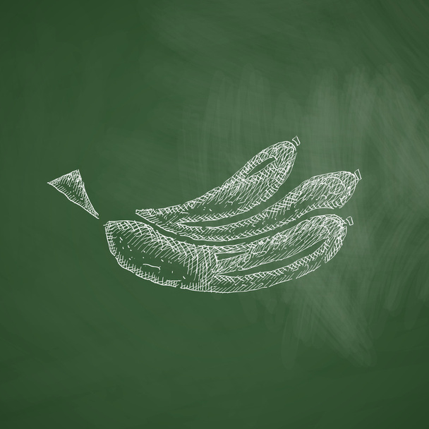 Μπανάνα εικονίδιο στον πίνακα κιμωλίας - Διάνυσμα, εικόνα