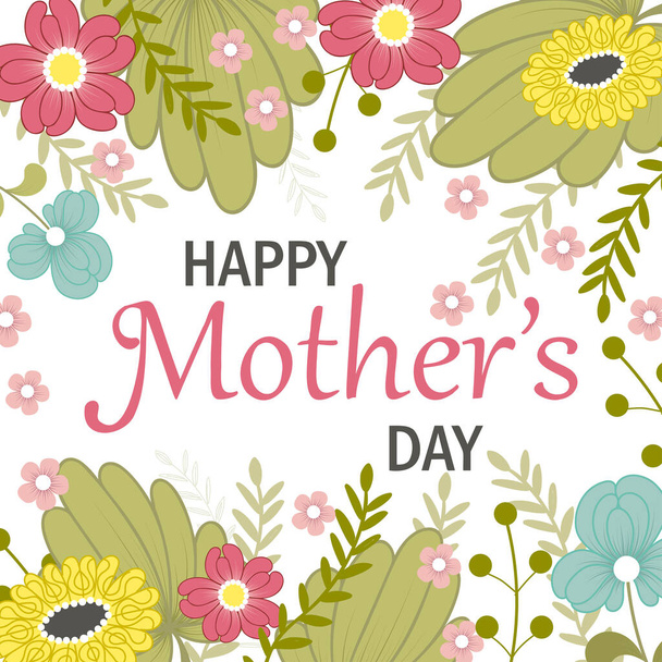 Happy Mothers Day card with flowers - Vektör, Görsel