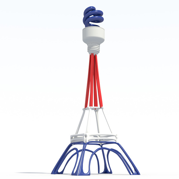 Eiffel Tower 3D with light bulb - Photo, Image