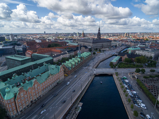 Copenhagen Cityscape, Denmark. Copenhagen Old Town, Danish Parliament, Borsen Stock Exchange, Christiansborg Palace - Фото, изображение