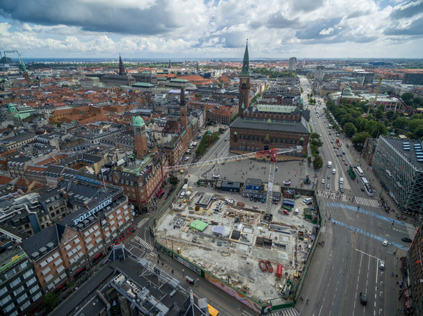 Kodaň Cityscape, Dánsko. Staré město Kodaň, zahrada Tivoli a radnice v Kodani - Fotografie, Obrázek