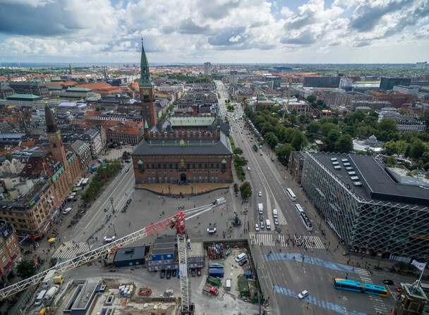 Copenhagen Cityscape, Denmark. Copenhagen Old Town, Tivoli Garden and Copenhagen City Hall - Photo, Image
