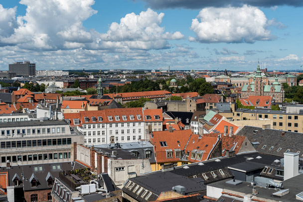 COPENHAGEN, DENMARK - AUGUST 22, 2017: Copenhagen Old Town Cityscape. View from Round Tower. - Fotó, kép