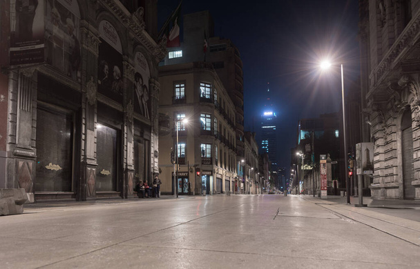 MEXICO - OCTOBER 19, 2017: Mexico City and Empty Night Street in Downtown. - Photo, Image