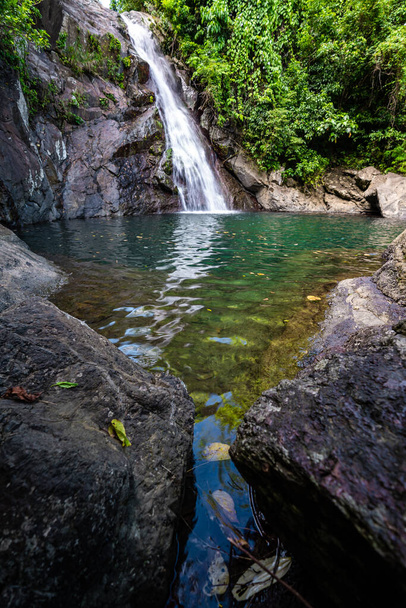 Beautiful Maribiina waterfalls at Bato, Catanduanes, Philippines. - Zdjęcie, obraz