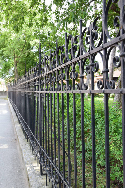 Starý plot z tepaného železa, s parkem vzadu - Fotografie, Obrázek