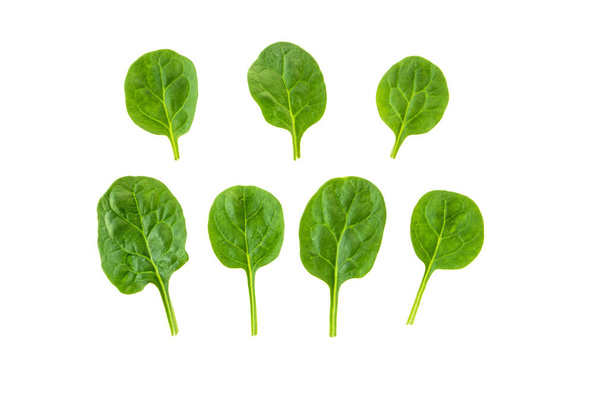 Baby spinach leaves set isolated on white. Healthy food - Фото, зображення