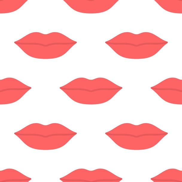 Seamless pattern, with woman s red lips on a white background. Vector illustration - Wektor, obraz