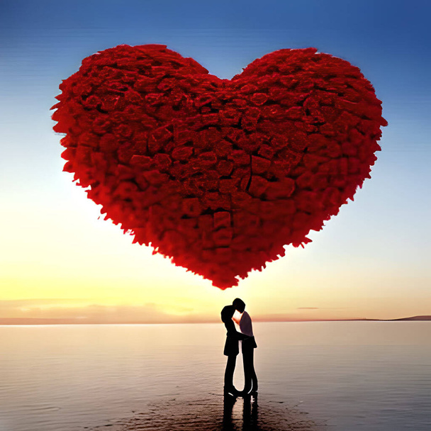 Red love shape valentine days. Happy valentine days. Design material mockup. Express love. Love flower decoration. Fire hearth. Paper hearth. 3D render love hearth. Love concept. - Wektor, obraz