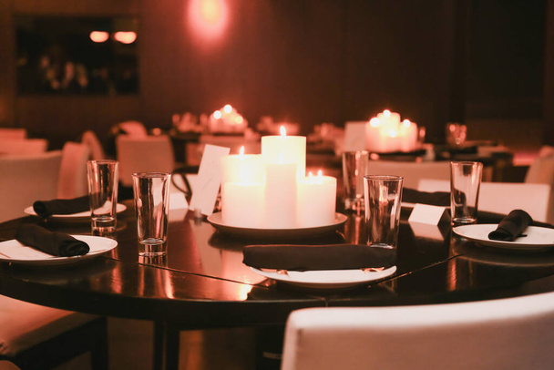 table setting with candles and flowers - Foto, Imagem