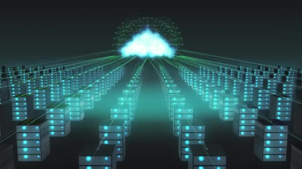 Technologia przetwarzania w chmurze i koncepcja przekazywania danych online - Materiał filmowy, wideo