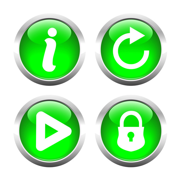 Set of buttons for web, information, play, reload, closed lock. - Vector, imagen