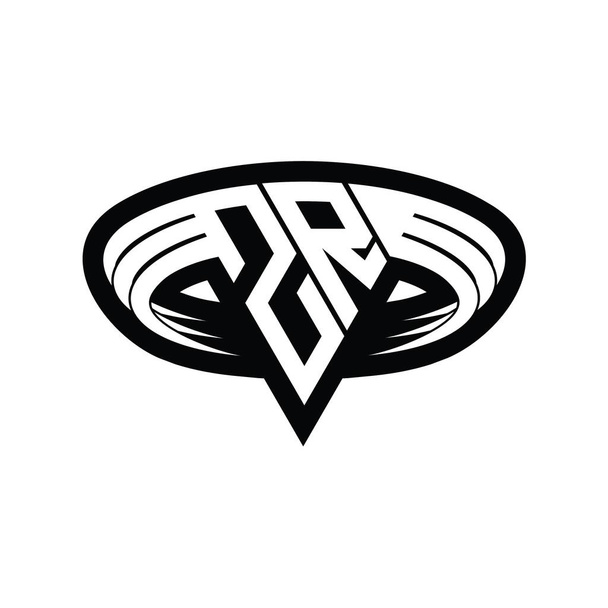 ZR logó monogram betű háromszög alakú szelet elszigetelt vázlat tervezési sablon - Fotó, kép
