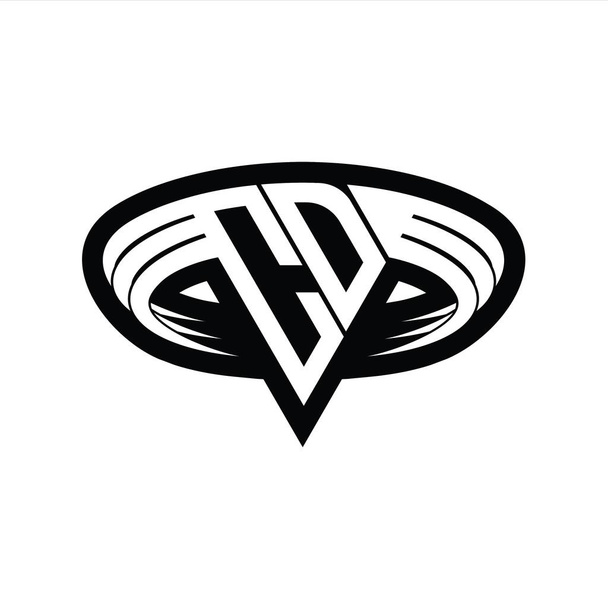 Буква монограммы CD-логотипа с треугольной формой нарезки изолированного контура шаблона - Фото, изображение