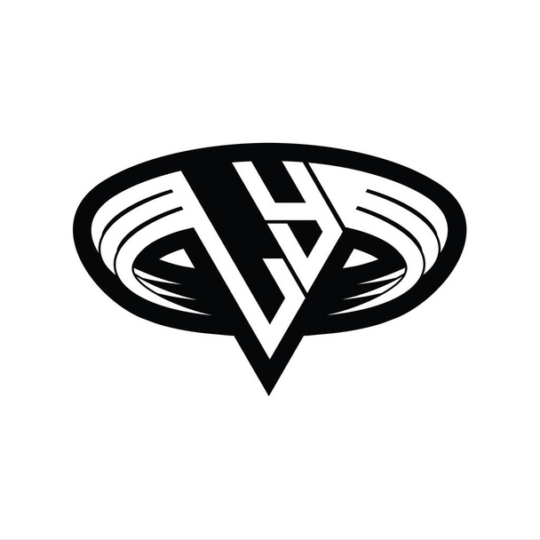 LY Logo μονόγραμμα γράμμα με τρίγωνο σχήμα φέτα απομονωμένο περίγραμμα πρότυπο σχεδιασμού - Φωτογραφία, εικόνα