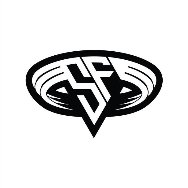 SF Λογότυπο γράμμα μονόγραμμα με τριγωνικό σχήμα φέτα απομονωμένο περίγραμμα πρότυπο σχεδιασμού - Φωτογραφία, εικόνα