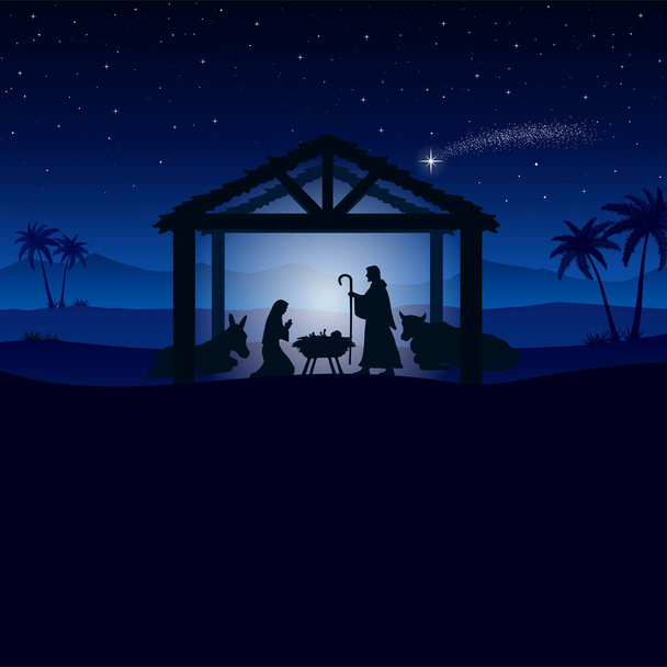 crèche de Noël illustration vectorielle de scène - Vecteur, image