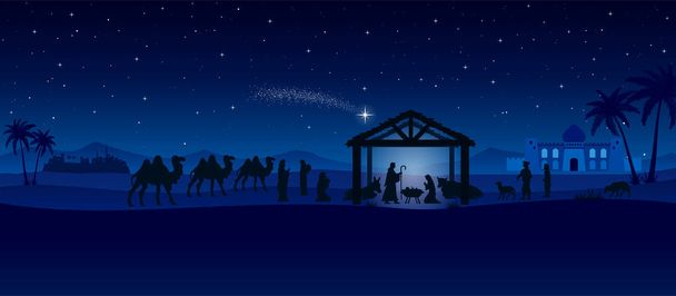 Різдвяна сцена Різдва Векторні ілюстрації
 - Вектор, зображення