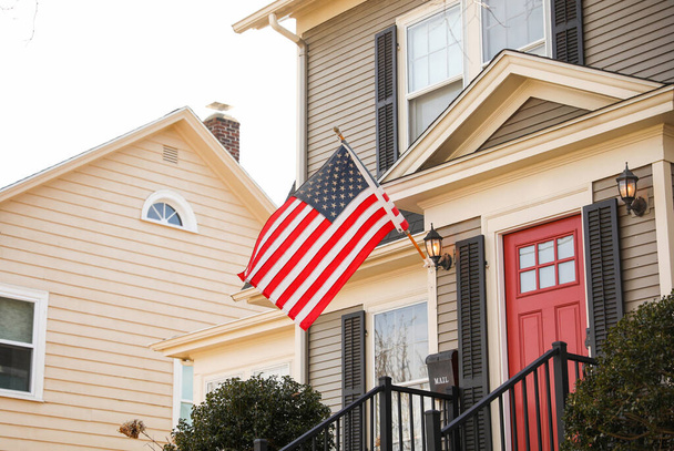 american flag on the street - Photo, image