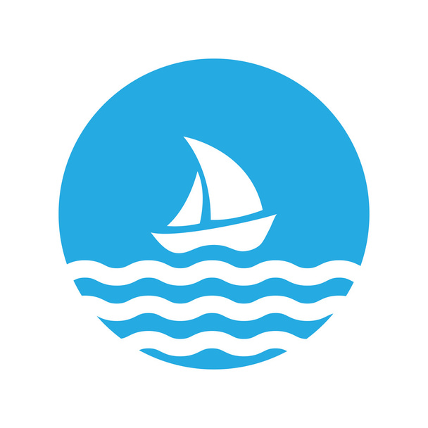 Sailing boat on the water, logo - Vector, afbeelding