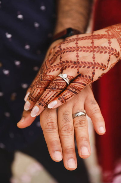 close-up of a hand holding a female hands - Foto, Imagem