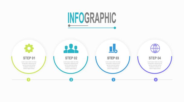 Modèle d'infographie Graphique circulaire en 4 étapes données commerciales illustration simple - Vecteur, image