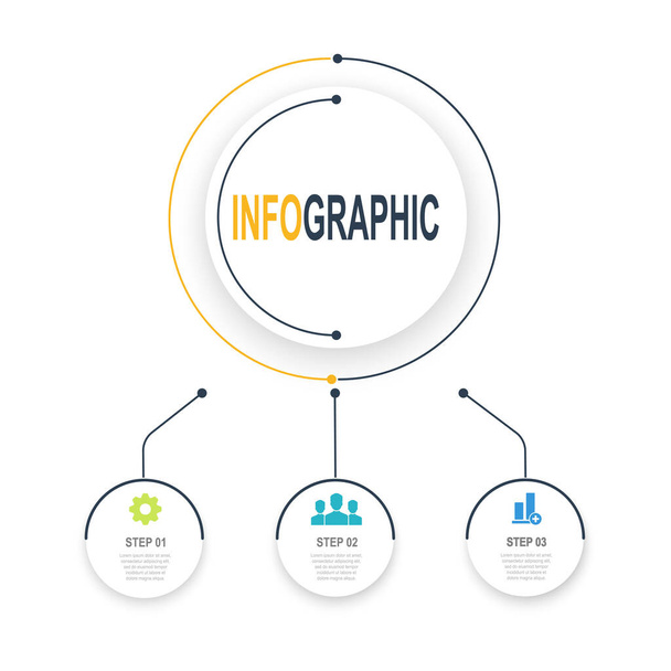3 steps Circular Infographic template business data infochart illustration - Vecteur, image
