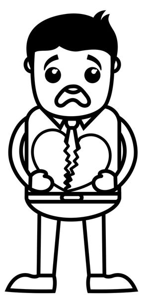 gebrochenes Herz - Büro- und Geschäftsleute Cartoon Charakter Vektor Illustration Konzept - Vektor, Bild