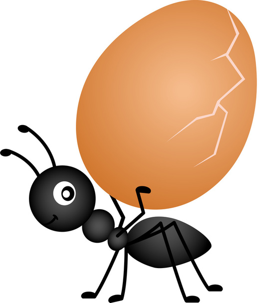 Muurahainen kantamassa munaa
 - Vektori, kuva