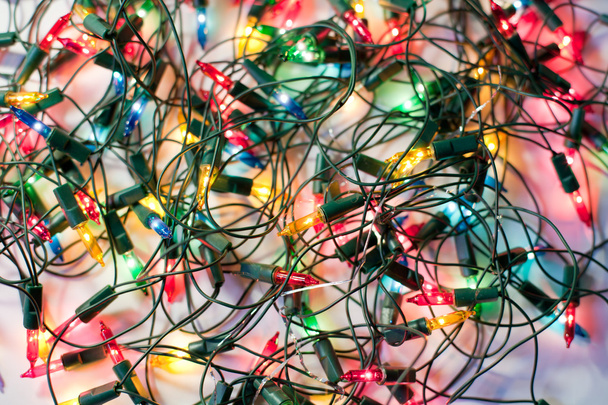 Background of colorful Christmas lights - Foto, imagen