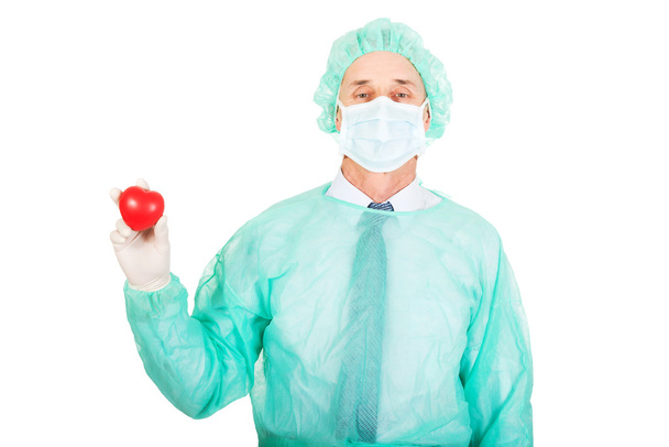 Male doctor holding heart model - Photo, Image
