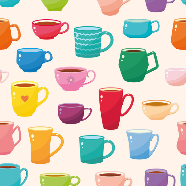 Vector pattern with colored cups. Pattern with ashkami for textile or wrapping paper. - Wektor, obraz