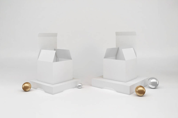 Ramadan Boxes with Lantern Perspective Side In White Background - Φωτογραφία, εικόνα