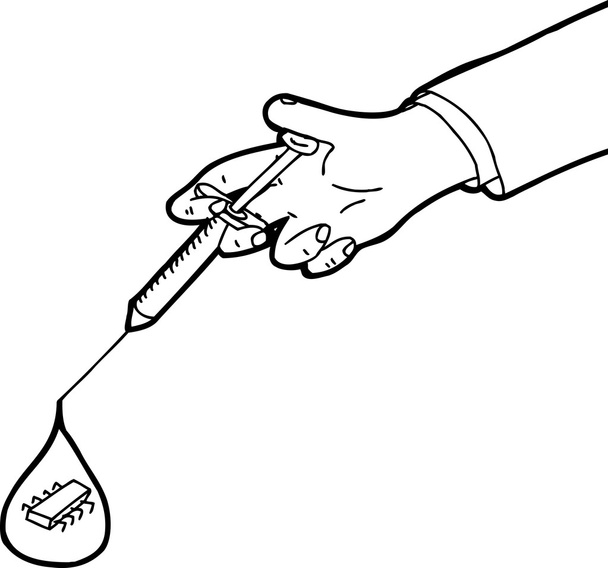 Close Up of syringe with Chip
 - Вектор,изображение