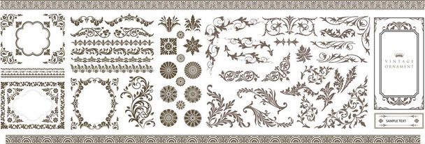 Set of vintage frames. Floral ornament. decorative vector frames and borders. Medieval border illustration. - Вектор,изображение