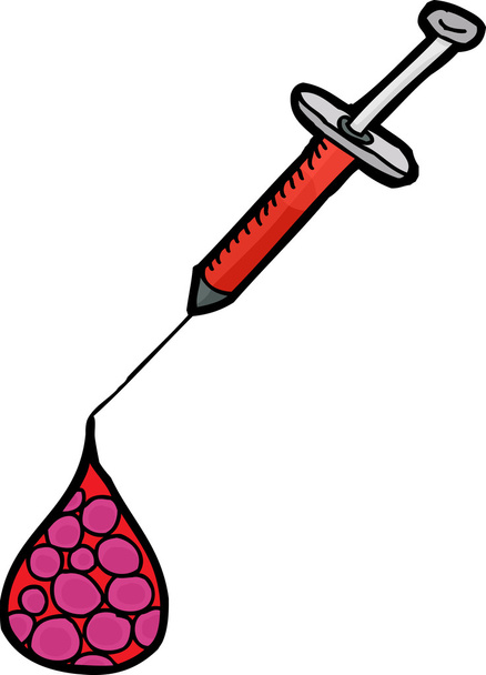 Απομονωμένες σύριγγα και τα κύτταρα του αίματος - Διάνυσμα, εικόνα