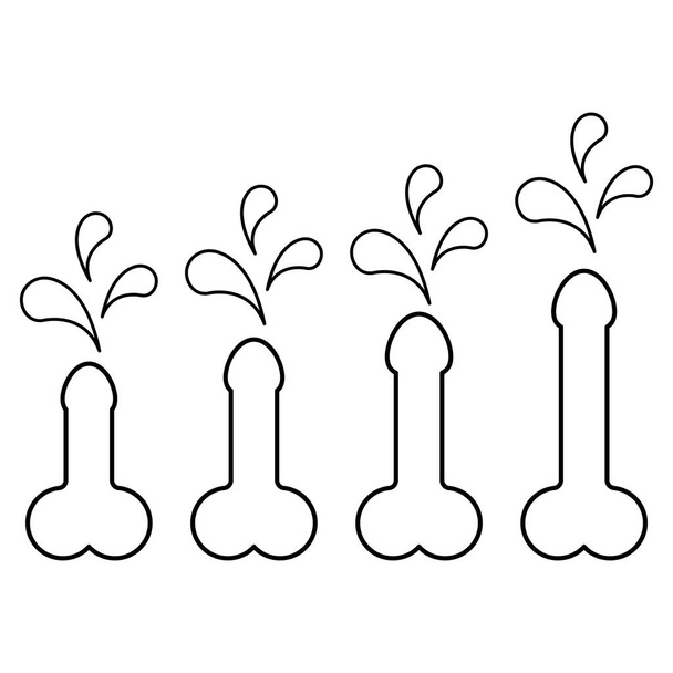 Set of Man anatomy organ, penis pictogram icon, masculine genital web graphic vector illustration . - Вектор,изображение