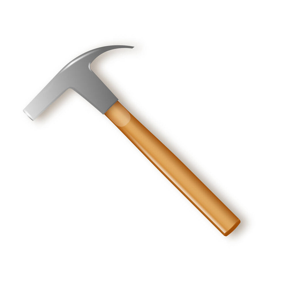 Climbers hammer with a yellow wooden handle. vector illustration - Διάνυσμα, εικόνα