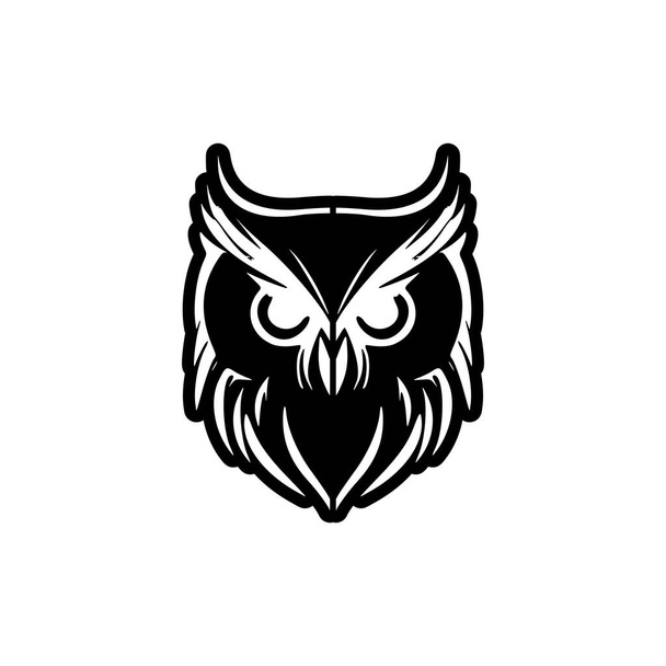 Monochrome vector logo of an owl with a subtle design. - ベクター画像