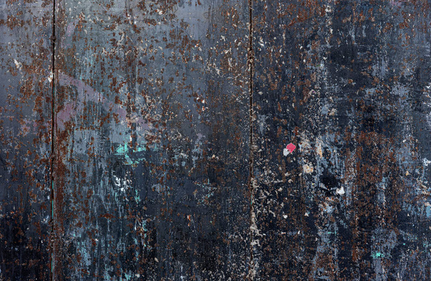 Weathered metal panel background texture with scratches and rust - Photo, Image