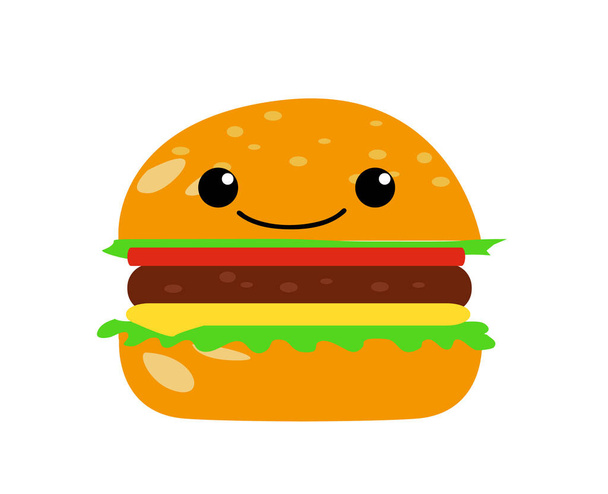 Happy Cartoon hamburger icon design vector illustration - Вектор, зображення