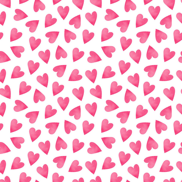 Seamless pattern with pink hearts. Romantic background. Love. Good for wrapping paper, textile, backdrop and other. - Zdjęcie, obraz