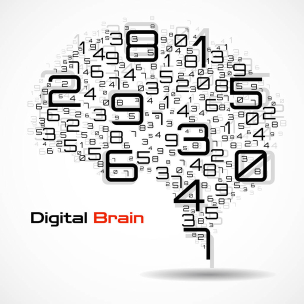 Cervello digitale con numeri. Il concetto di intelligenza artificiale. Cervello tecnologico. Illustrazione vettoriale - Vettoriali, immagini